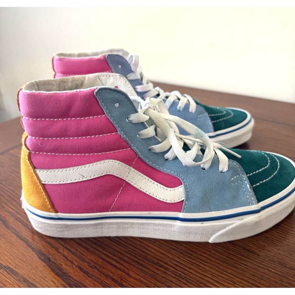 Vans Shoes Womens 9.0 Sk8 HI Multicolor Pink Blue High Skate Mens 7.5